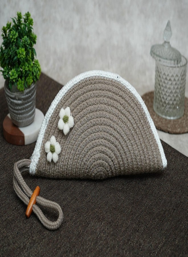 Ariya Women Clutch Handbag with Flower (4077 | Beige) Handcrafted PP & Cotton Blend Clutch, Perfect for Ladies & Girls, Lightweight Stylish Purse for Parties, Special Occasions, Casual & Formal - Image 2